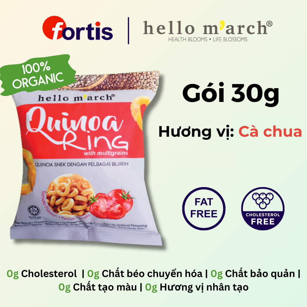 Snack Ngũ Cốc Vị Cà Chua Hạt Quinoa Hello March Gói 30g