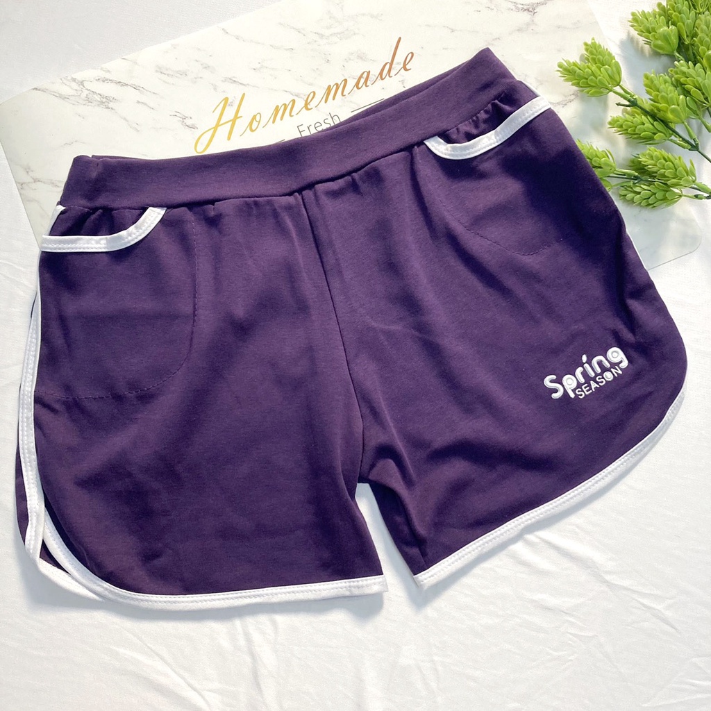 Quần đùi thêu chữ Spring Lưng Thun Cho Nữ freesize từ 55kg lên đến 70kg - QGSpring