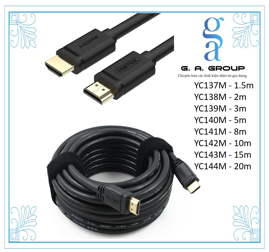 Cáp HDMI Unitek Hỗ Trợ Full HD, 4K bọc bạc chống nhiễu - GA