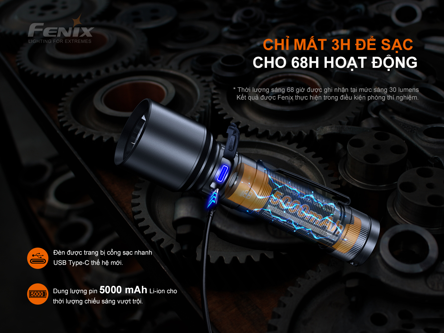 Đèn pin cầm tay FENIX C7, siêu sáng