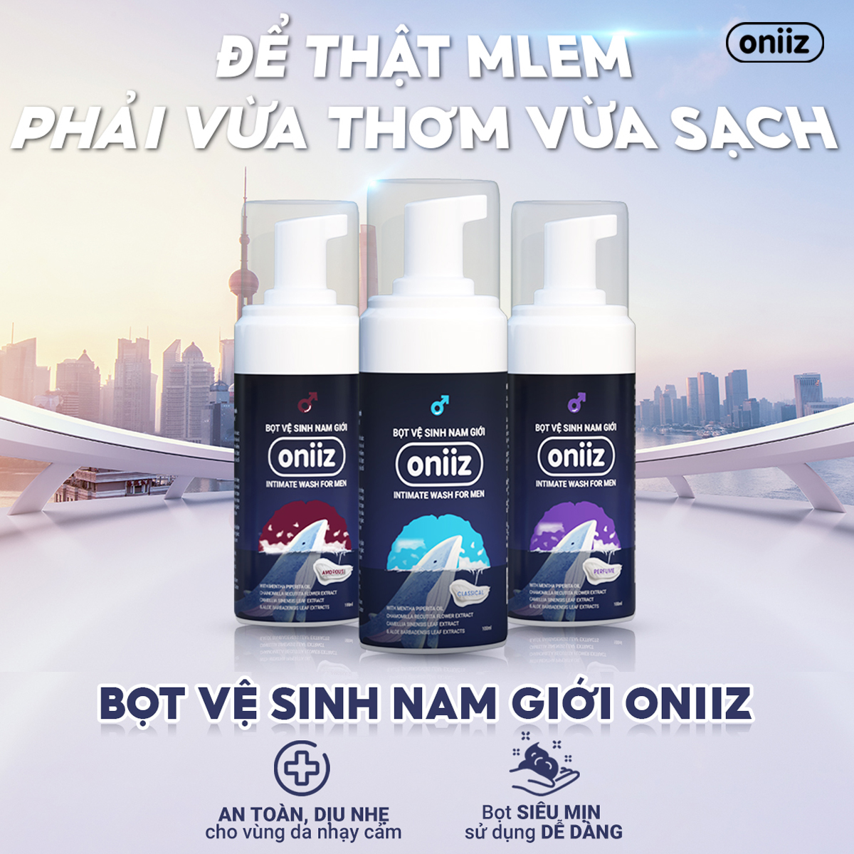 Bọt vệ sinh nam giới Oniiz - Dung dịch vệ sinh nam tạo bọt 100ml