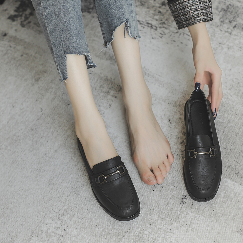 Giày Loafer Moca Nữ Da Mềm Màu Đen Nude Sáng Dáng Bệt Thấp Mềm Mại - Phong Cách Hàn Quốc Cao Cấp Có Sẵn Freeship