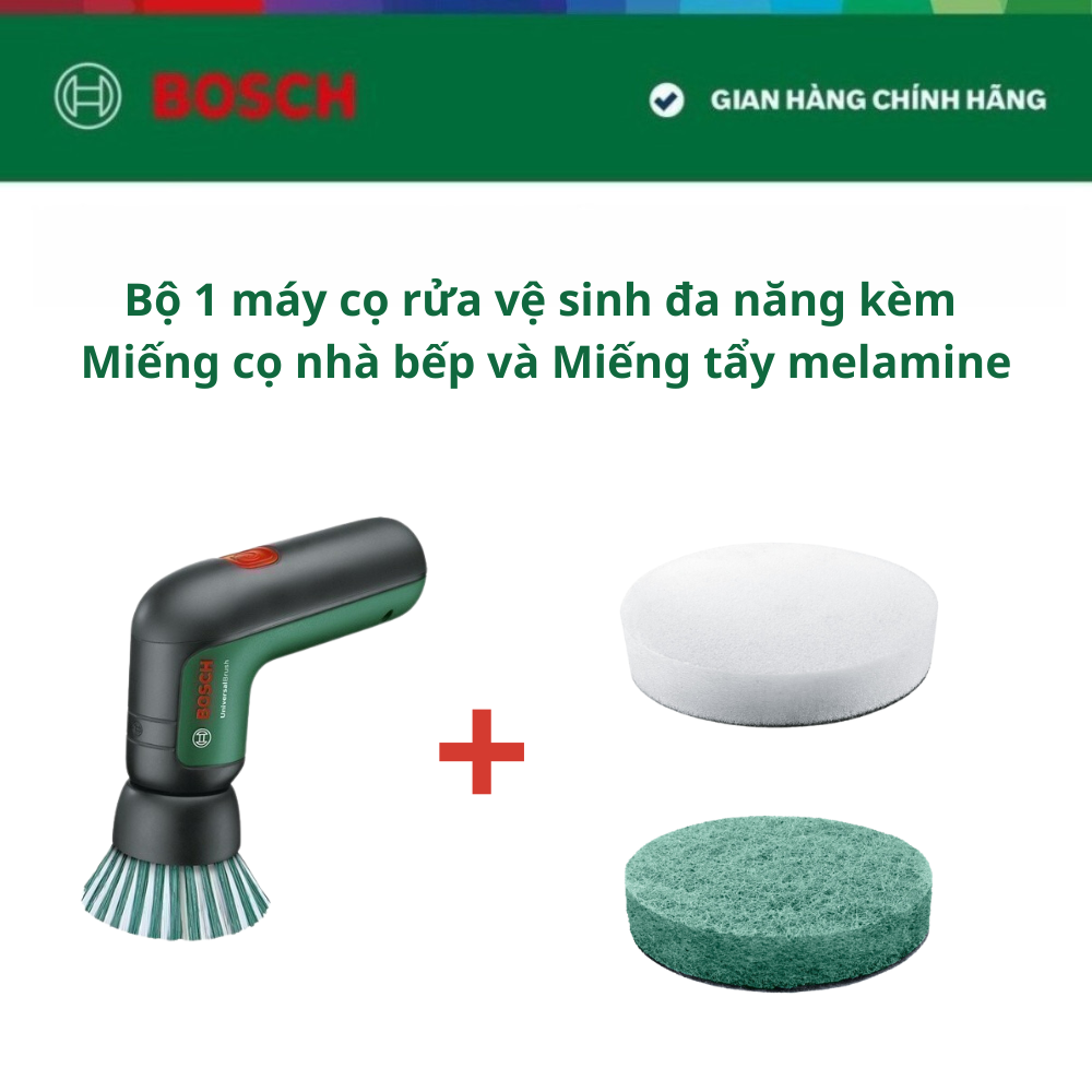 Máy cọ rửa vệ sinh Bosch đa năng dùng pin kèm Miếng cọ nhà bếp Bosch và Miếng tẩy melamine Bosch