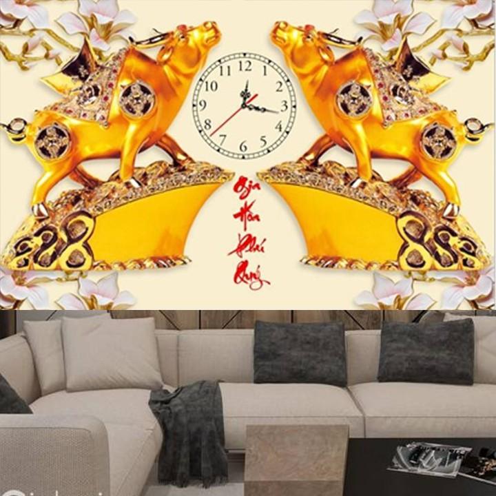 Tranh đá đồng hồ gia hòa phú quý VS434 - kích thước: 80 * 53cm.