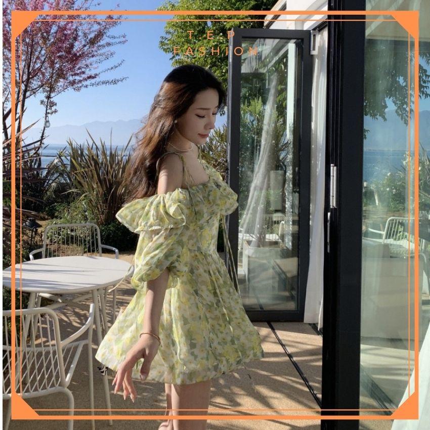 Đầm Hoa Nhí Nữ Dáng Ngắn Xòe 2 Lớp Trễ Vai Sexy Thời Trang Tep Fashion - VA002