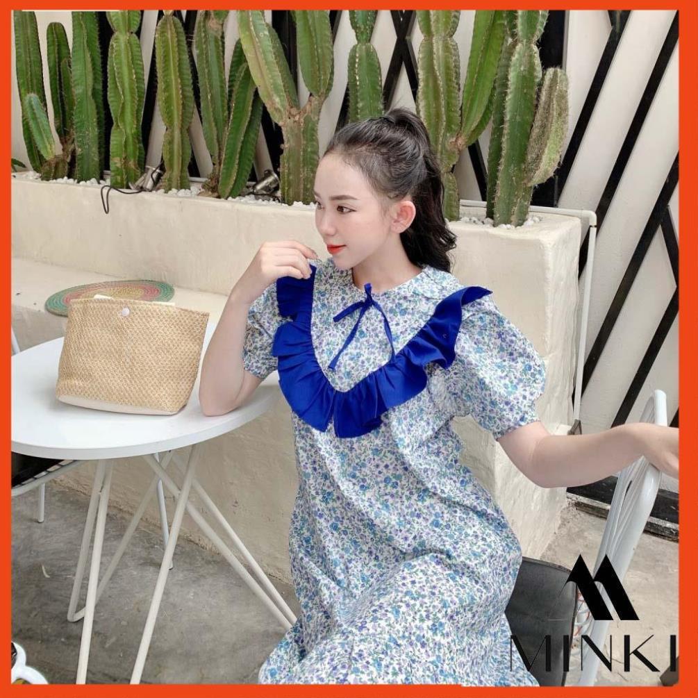 ĐẦM HOA NHÍ ĐUÔI CÁ - CHẤT LIỆU KAKI COTTON MÀU HOA CAM/ HOA VÀNG/HOA XANH -