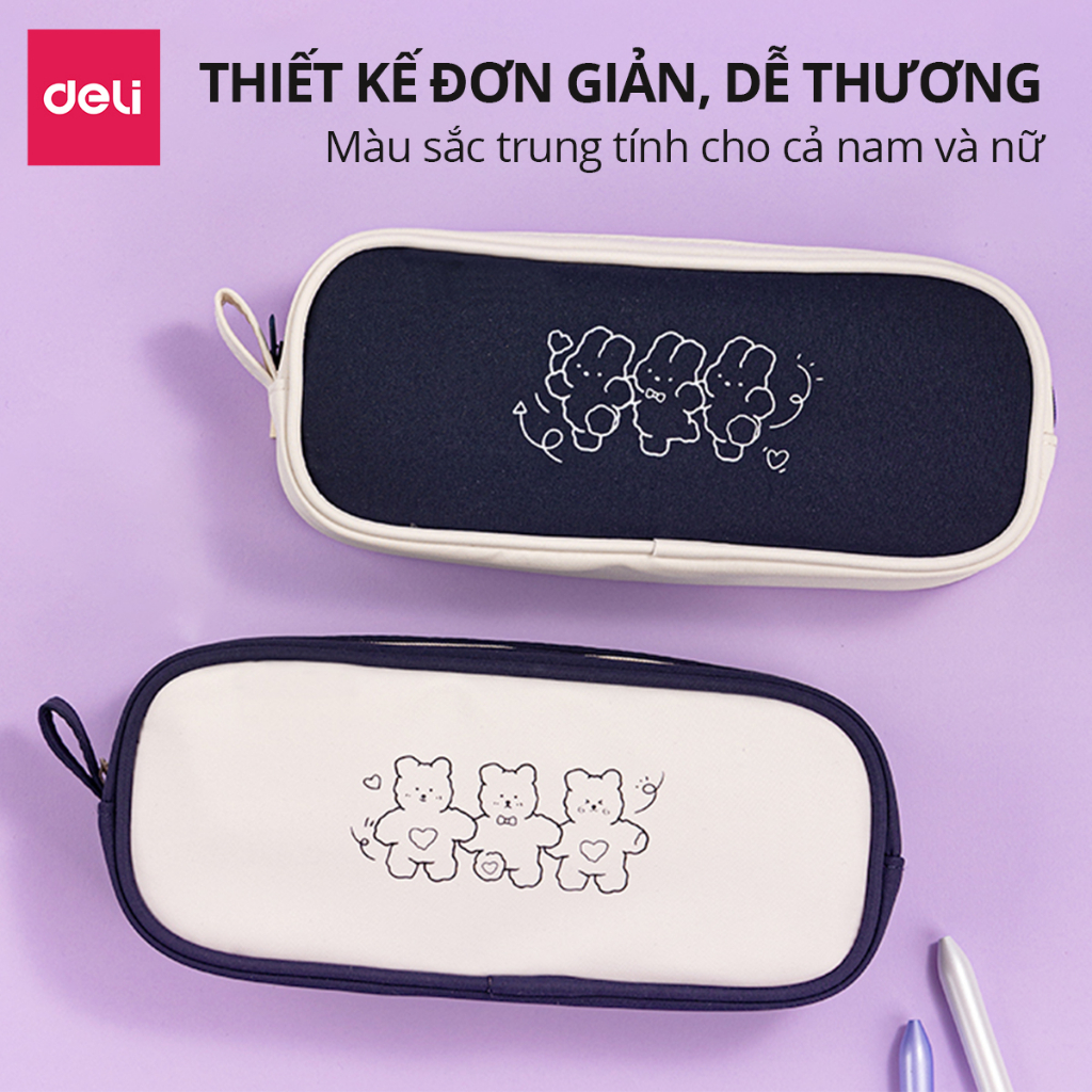 Hộp Bút Bút Túi Đựng Bút Vải Oxford Chống Nước Chống Bụi Dễ Thương Deli - Sức Chứa Lớn- Học Sinh Sinh Viên Đa Năng