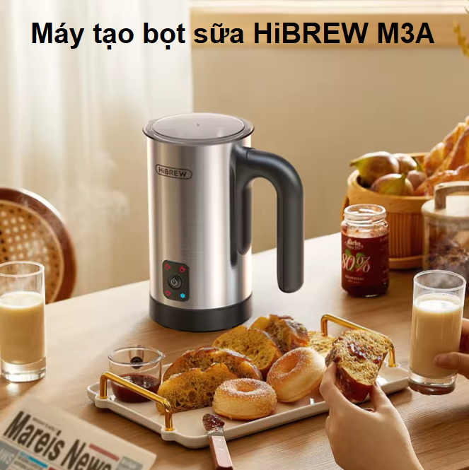 Máy tạo bọt sữa Nóng và Lạnh 4 trong 1 thương hiệu Mỹ HiBREW M3A - Hàng nhập khẩu