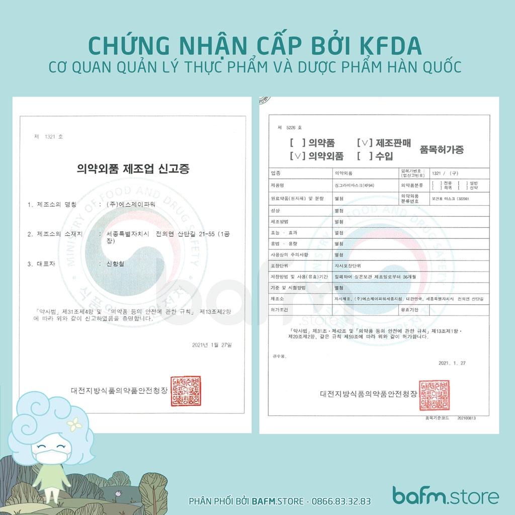 Khẩu Trang KF94 Cao Cấp Singramy - Nhập khẩu Chính hãng từ Hàn Quốc - Phân phối bới BAFM