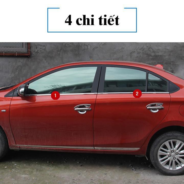 Bộ 4 nẹp chân kính xe Toyota Vios 2014-2018 ( mẫu Inox)