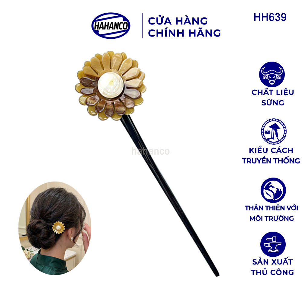 Trâm Cài Tóc Bằng Sừng Họa Tiết Bông Cúc Phụ Kiện Thời Trang Cho Nữ - HAHANCO - HH646