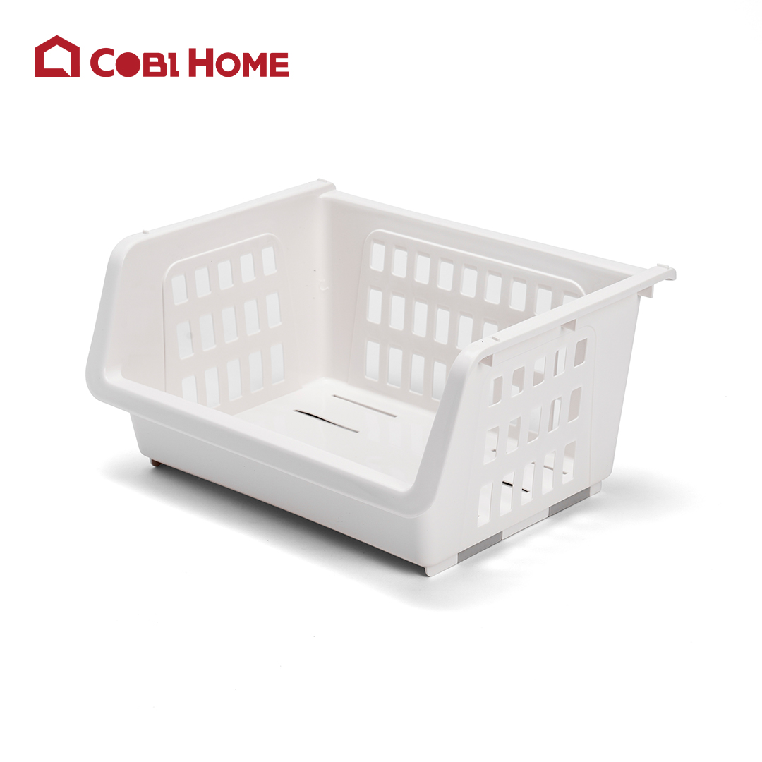 Kệ nhà bếp xếp tầng để đồ đa năng có thanh trượt màu trắng - lẻ 1 cái
