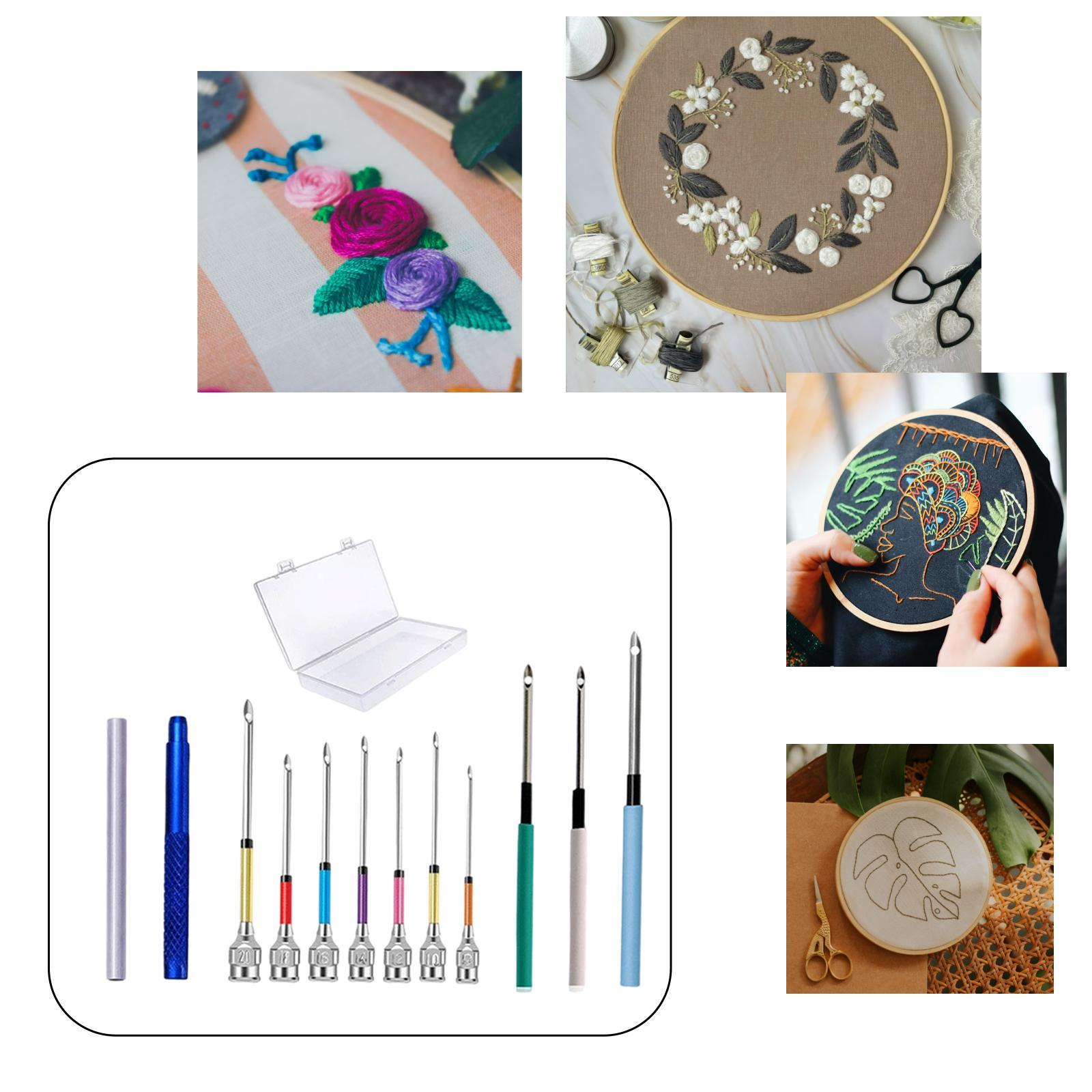12 Pieces DIY Punch Needle Embroidery Kit for Making Rug Adults Knitting