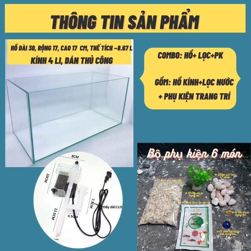 Bể cá mini COMBO ĐẦY ĐỦ, bể cá để bàn dùng nuôi kiểng hoặc thủy sinh