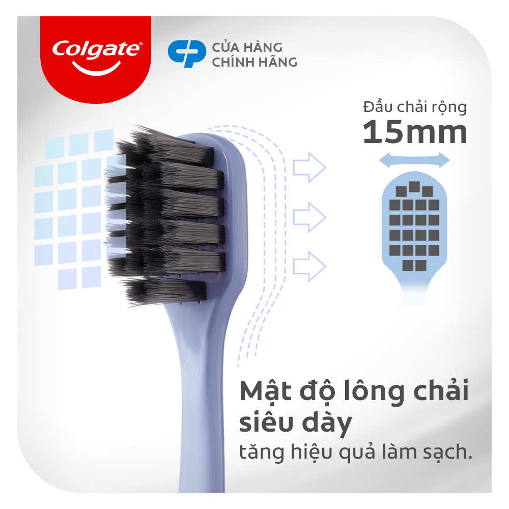 Bộ 6 bàn chải Colgate Gentle Comfort Charcoal đầu chải rộng, than hoạt tính kháng khuẩn