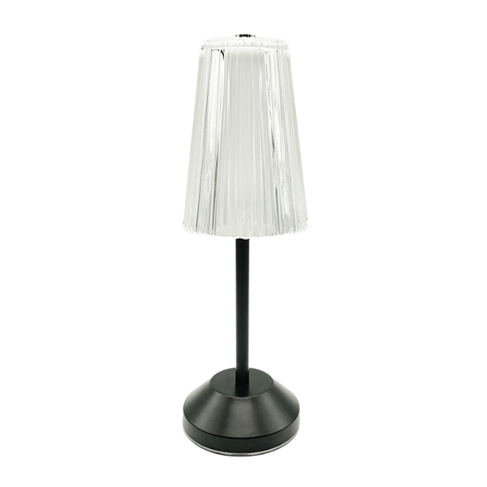 Crystal Table Lamp w/ USB Charging Ports, Night Light Black Base