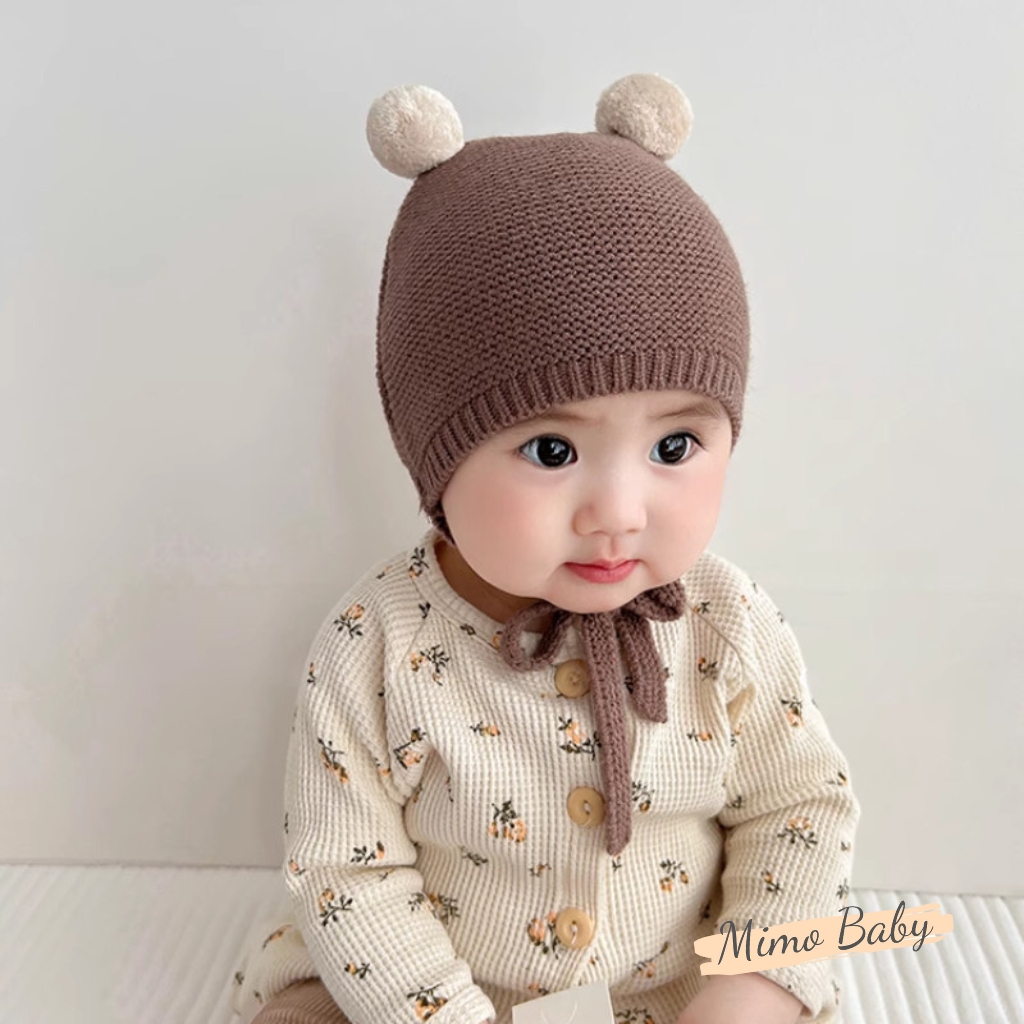 Mũ nón len quả bông cột dây đáng yêu cho bé ML258 Mimo Baby