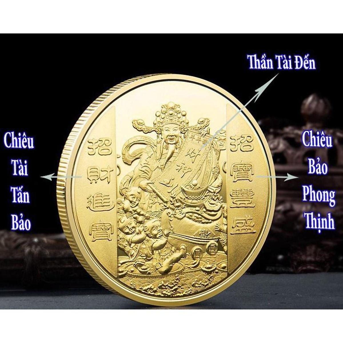 Đồng Xu Thần Tài Vàng Hong Kong Quà Phong Thủy