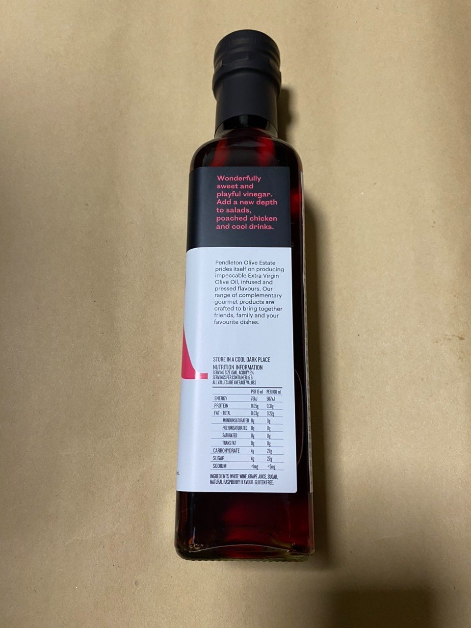 Giấm Vị Quả Mâm Xôi Lên Men Từ Vang Nho, - 250ml