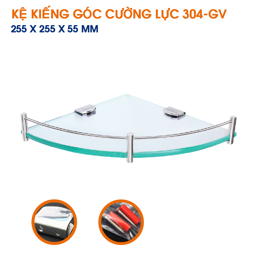 Kệ kiếng góc cường lực inox 304 TOVASHU 2 mẫu