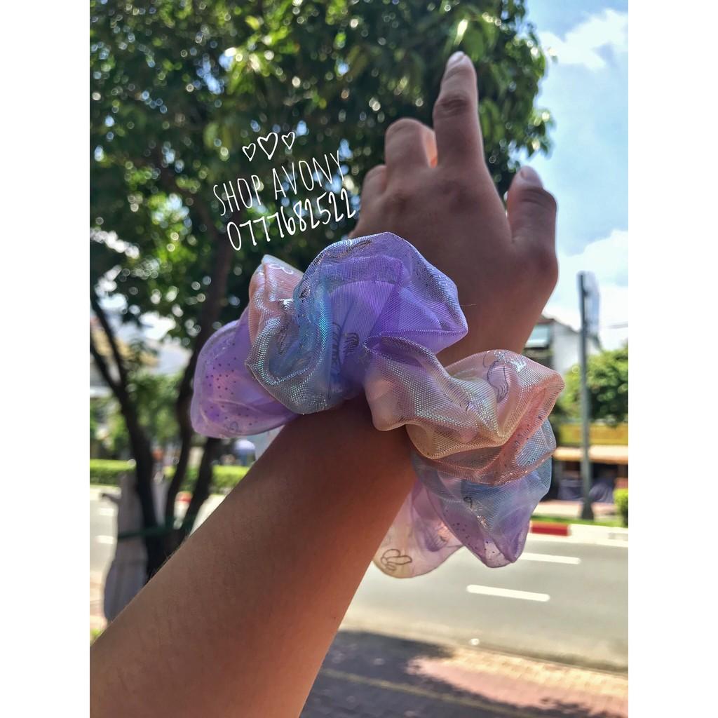 Cột tóc vải scrunchies sắc màu ánh cầu vòng hồ điệp - Bướm