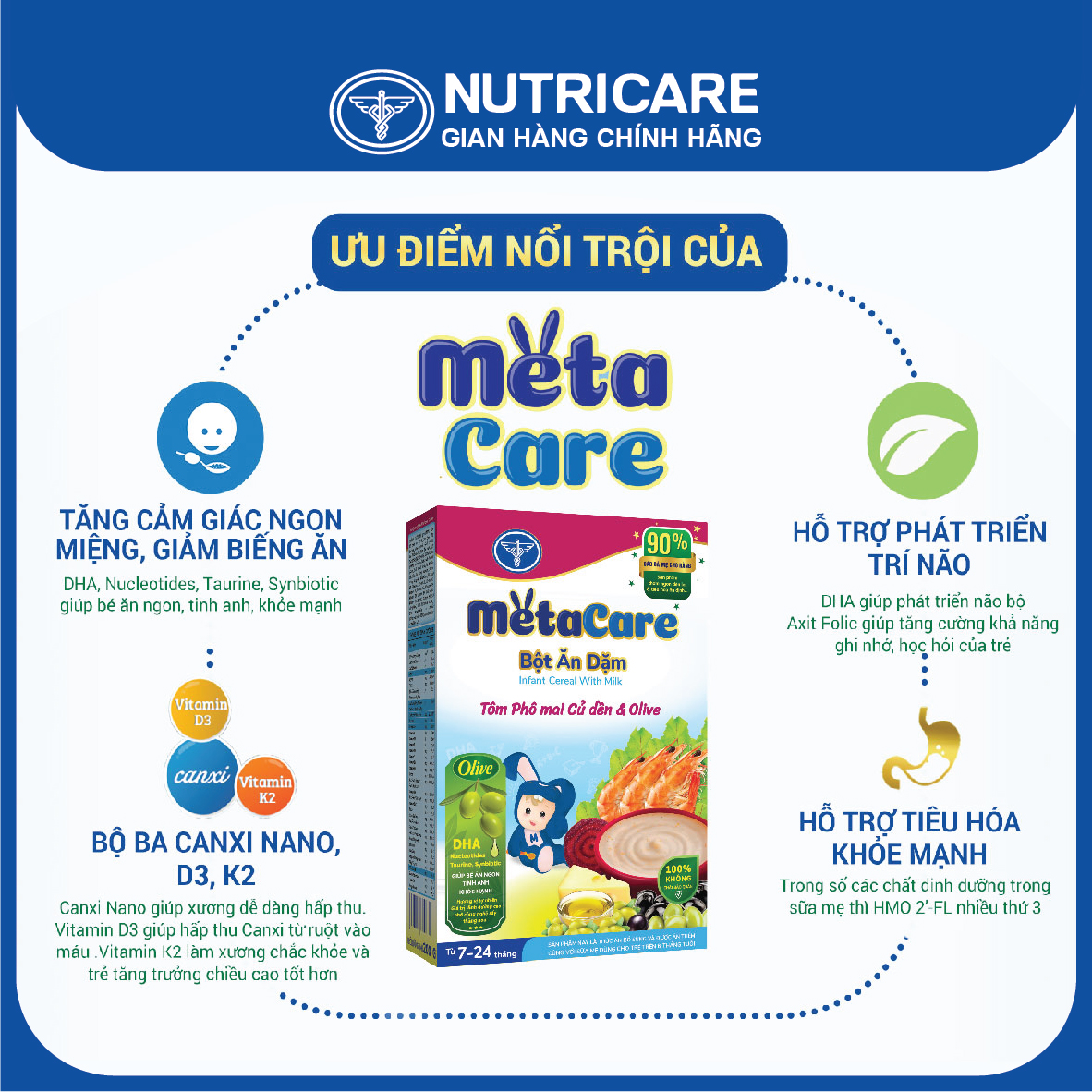 Bột ăn dặm Nutricare Metacare Tôm phô mai củ dền & olive 200g