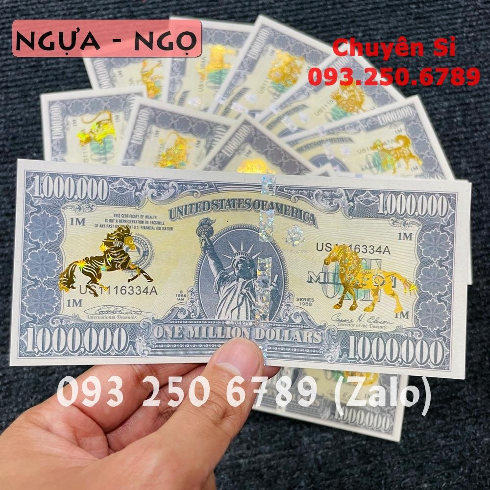 [CON NGỰA] Tờ tiền 1 triệu đô Mỹ 12 con giáp mạ vàng, có bảo an phát quang - AnNhien