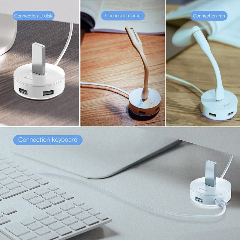 Hình ảnh Bộ Chuyển Đổi Baseus Round Box HUB Adapter Type-C Hoặc USB3.0 To USB3.0*1 + USB2.0*3 - Hàng Chính Hãng