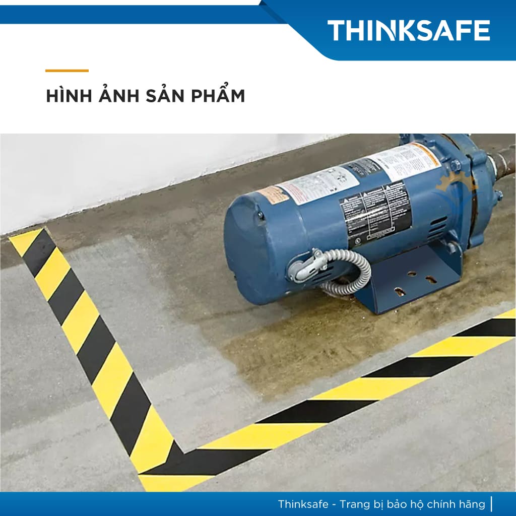 Băng keo cảnh báo dán nền 3M 766 màu vàng sọc đen chuyên dùng dán nền cảnh báo cho nhà xưởng tủ điện
