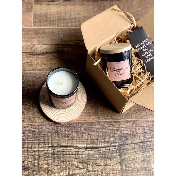 Nến thơm tự nhiên Champagne Rose, hương hoa hồng, tông ngọt, nguyên liệu nhập khẩu, 113grams, 1 bấc sợi