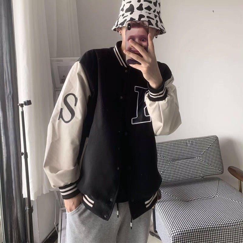Áo bomber jacket dù 2 lớp khoác nữ nam unisex gió cúc bấm form rộng local brand ulzzang phong cách hàn quốc đep CHỮ K