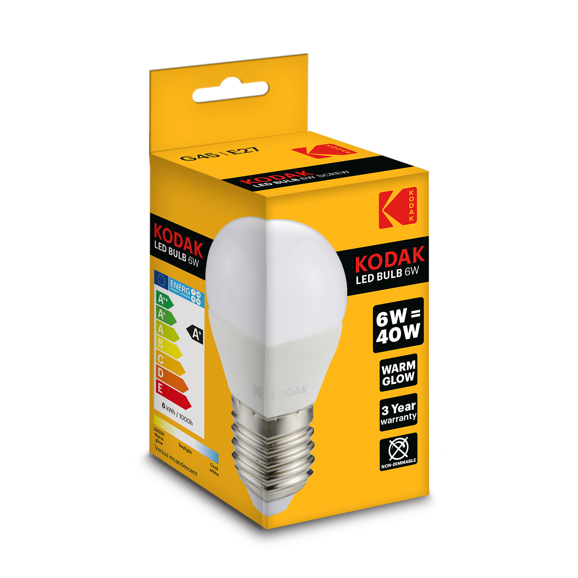 Bóng Đèn Kodak 6W/40W G45 -E27 Ánh Sáng Ấm UBL IL0322