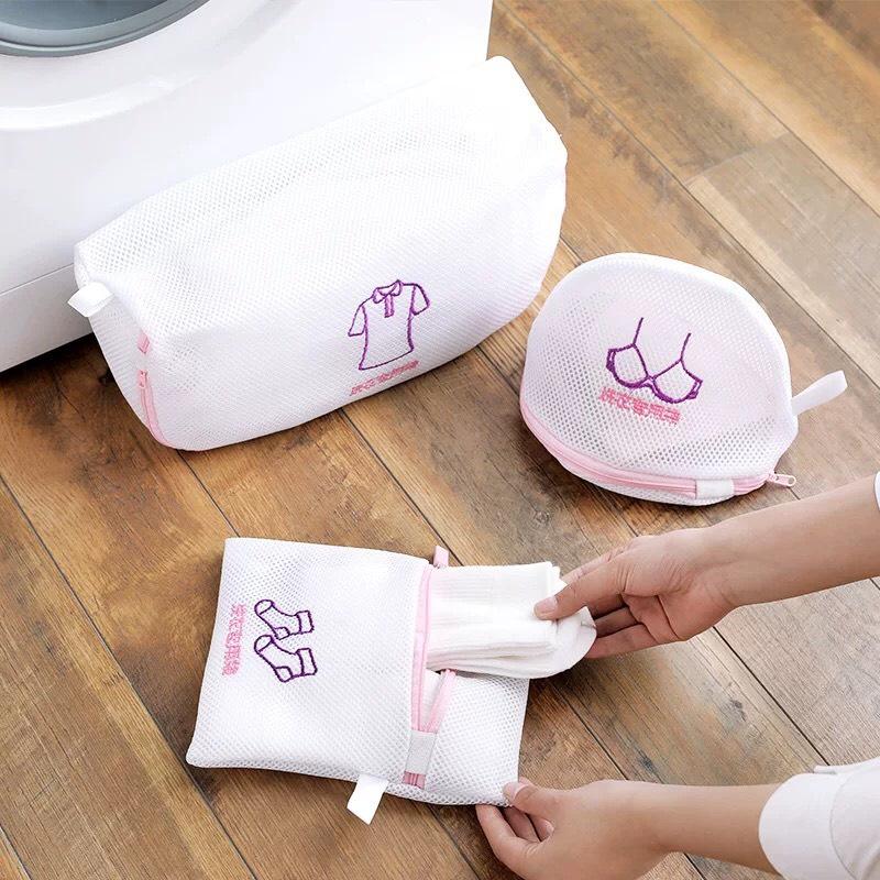 Set 5 Túi Giặt Bảo Vệ Quần Áo, Đồ Lót, Tất, Áo Ngực, Bảo Quản Quần Áo Kiểu Nhật Dạng Lưới