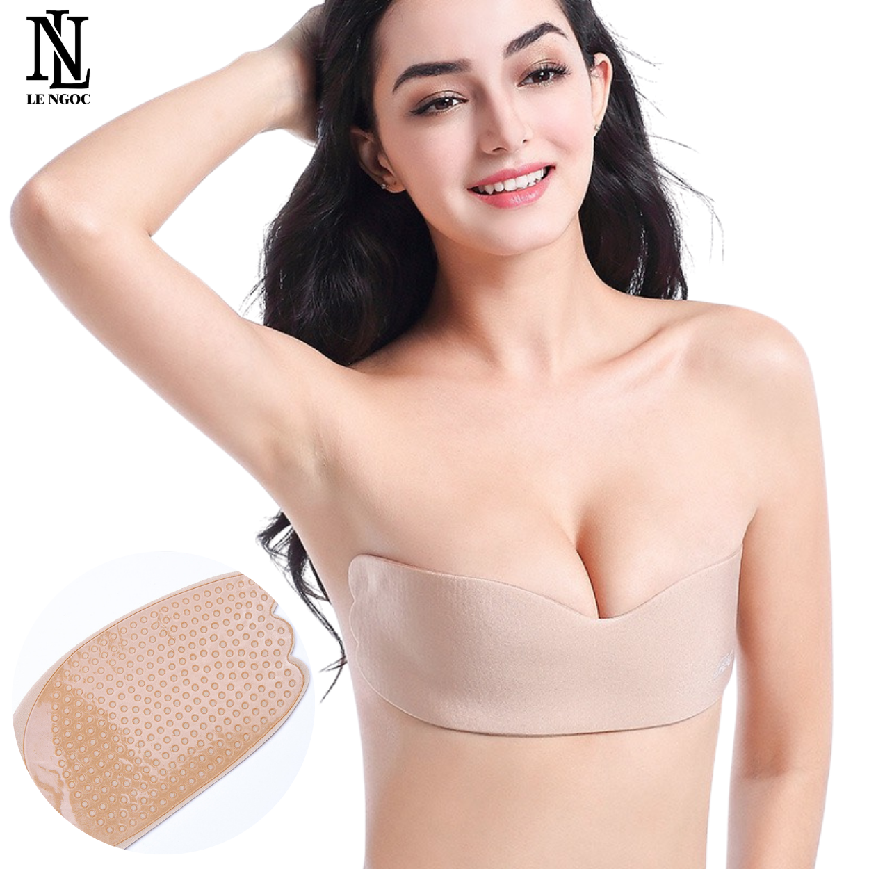 Miếng dán ngực thoáng khí, miếng dán nâng ngực tạo khe hình cánh bướm cho cô dâu mặc áo cưới cúp ngang hở lưng-LN161