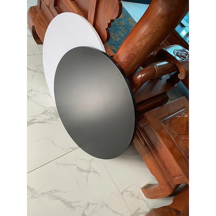Mặt Bàn Tròn Gỗ Công Nghiệp Đường Kính 70cm Trắng - Đen, Thay Thế Bàn Ăn, Bàn Cafe - GH001