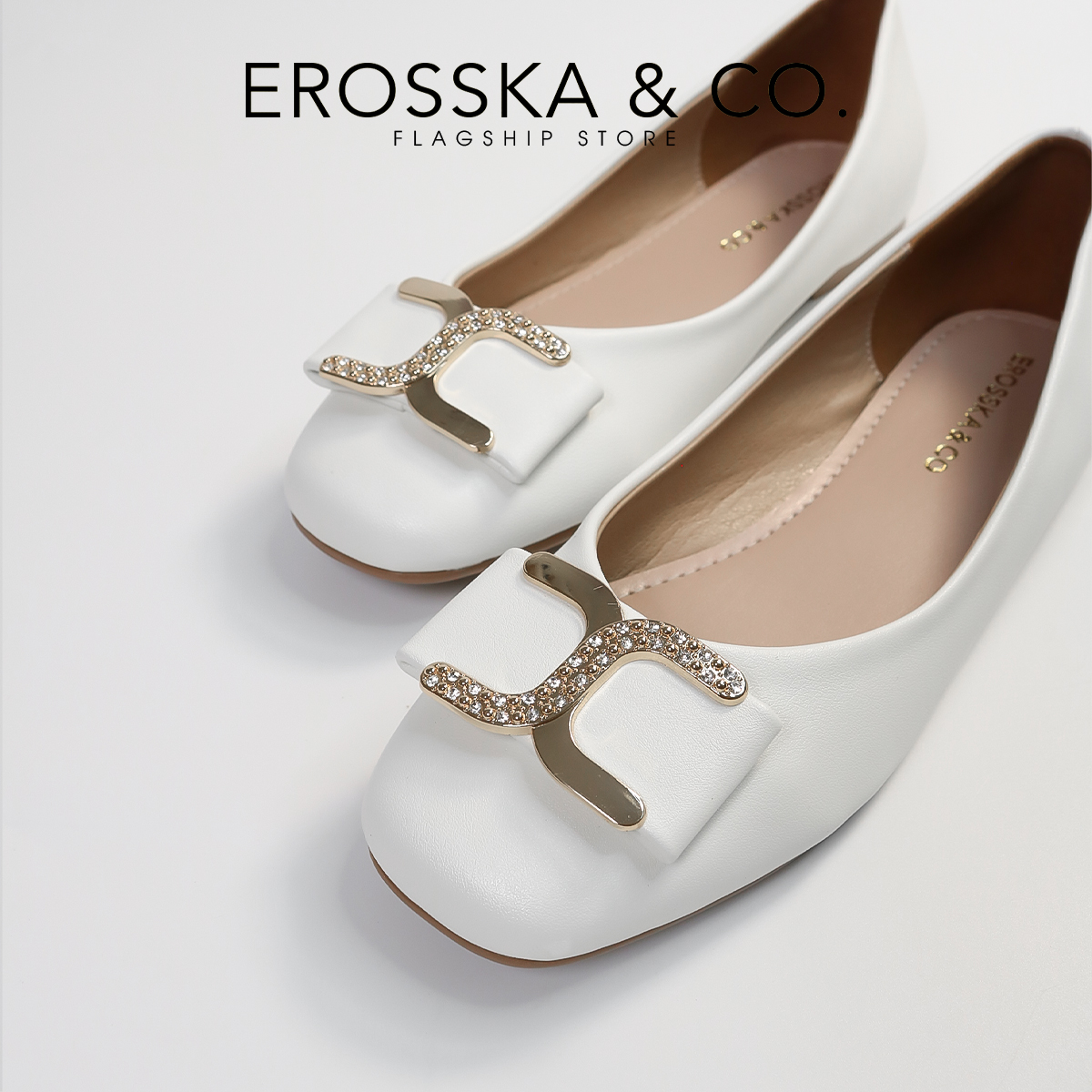Erosska - Giày búp bê nữ đế bệt mũi tròn siêu êm xinh xắn - EF022