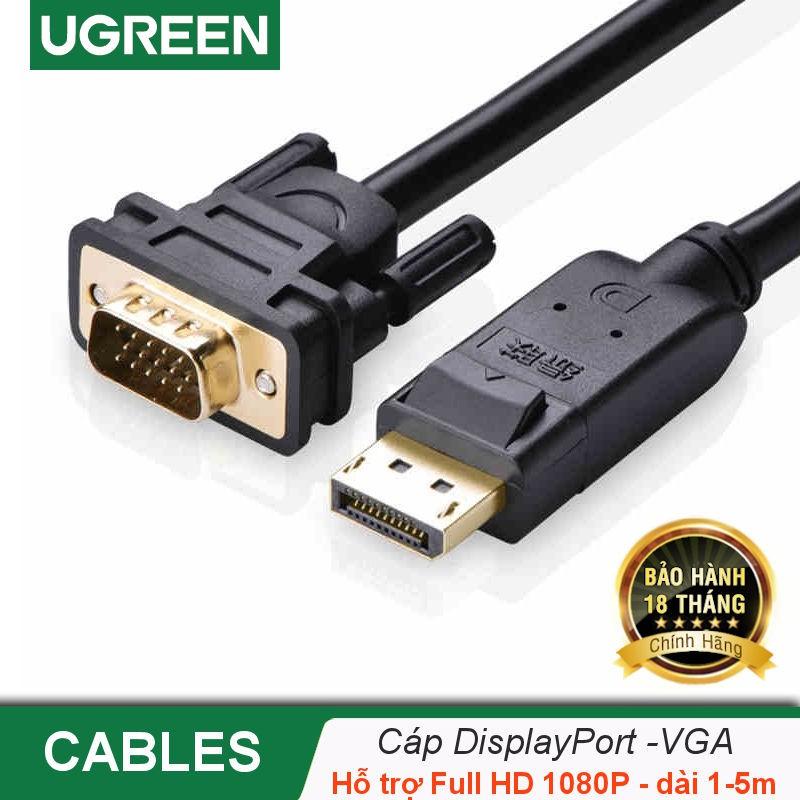 Dây chuyển đổi DisplayPort sang VGA hỗ trợ phân giải 1920x1200, dài 1-3m UGREEN DP105 - Hàng chính hãng