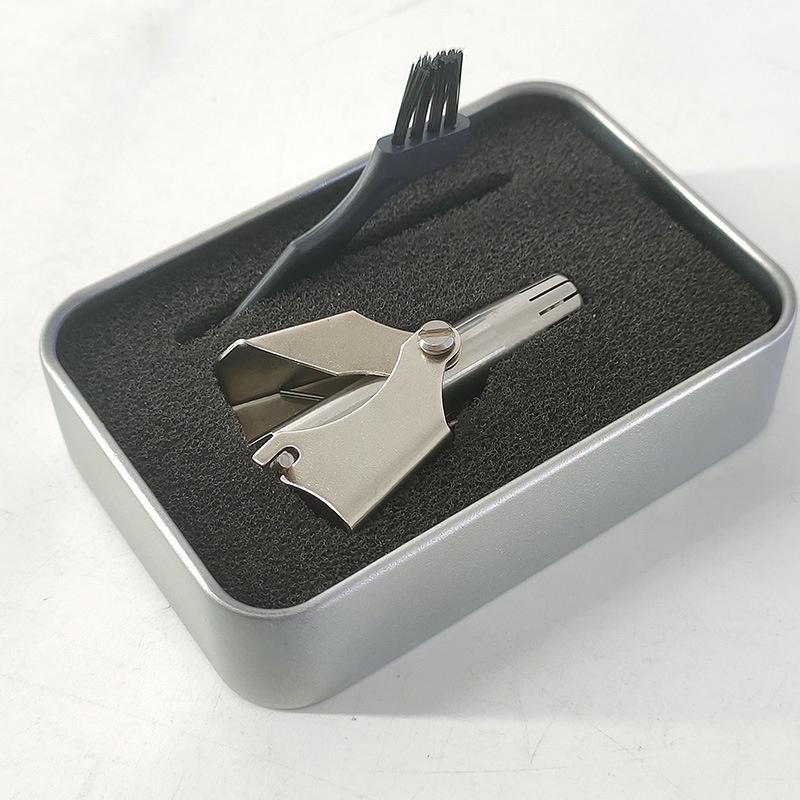 Dụng cụ cắt tỉa lông mũi bằng thép không gỉ có hộp đựng kèm chổi, tỉa lông mũi an toàn tiện lợi