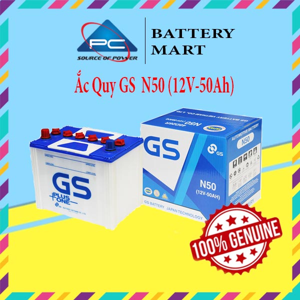 Bình Ắc Quy Nước 12V-50Ah, Ắc Quy Ô Tô GS N50