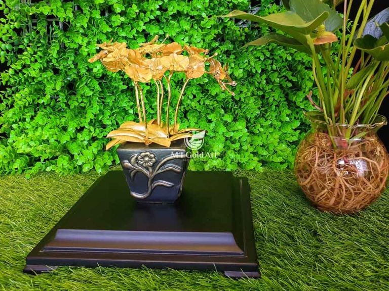 Chậu hoa lan 6 nhánh dát vàng 24k MT Gold Art- Hàng chính hãng, trang trí nhà cửa, phòng làm việc, quà tặng sếp, đối tác, khách hàng, tân gia, khai trương