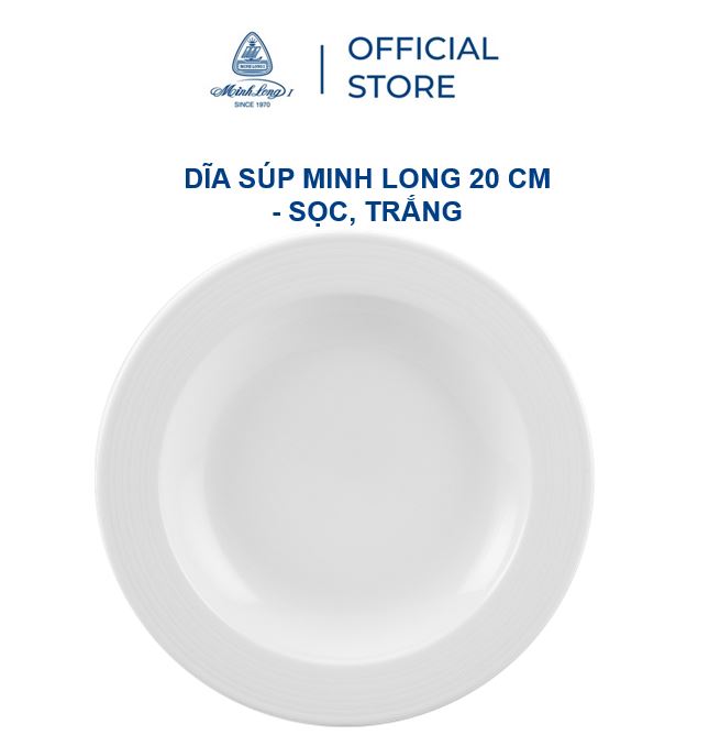 [GIÁ ƯU ĐÃI] Dĩa súp Minh Long 20 cm - Sọc, Trắng