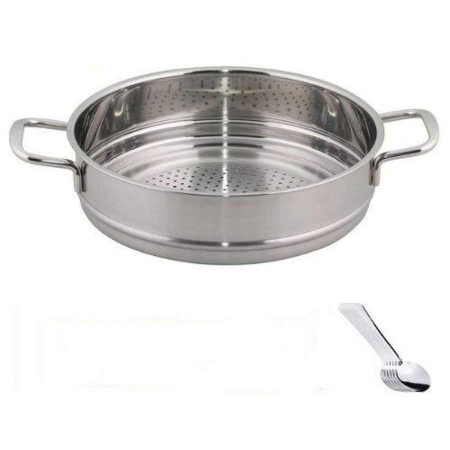 Xửng Hấp Inox 2 Quai Fivestar Tặng 2 Muỗng Canh - Bạc