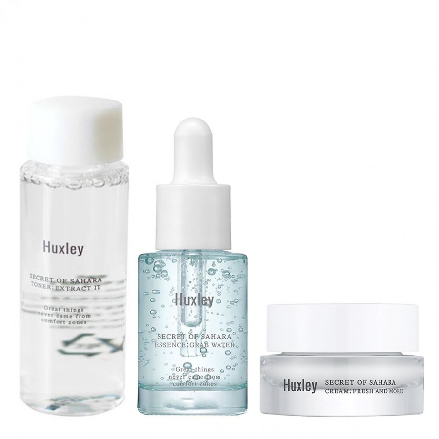 Bộ 3 Sản Phẩm Dưỡng Ẩm, Làm Sáng Da Huxley Mini (Huxley Toner; Extract It, Huxley Essence; Grab Water, Huxley Cream; Fresh And More)