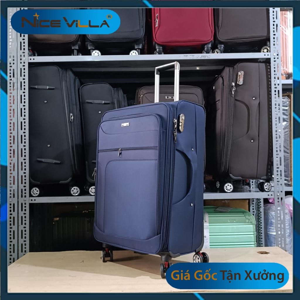 Vali Vải Cao Cấp NiceVilla, Khóa Kéo Mở Rộng thêm 3cm Có Các Size 20/24/28 Inch Mẫu Mới - Đen