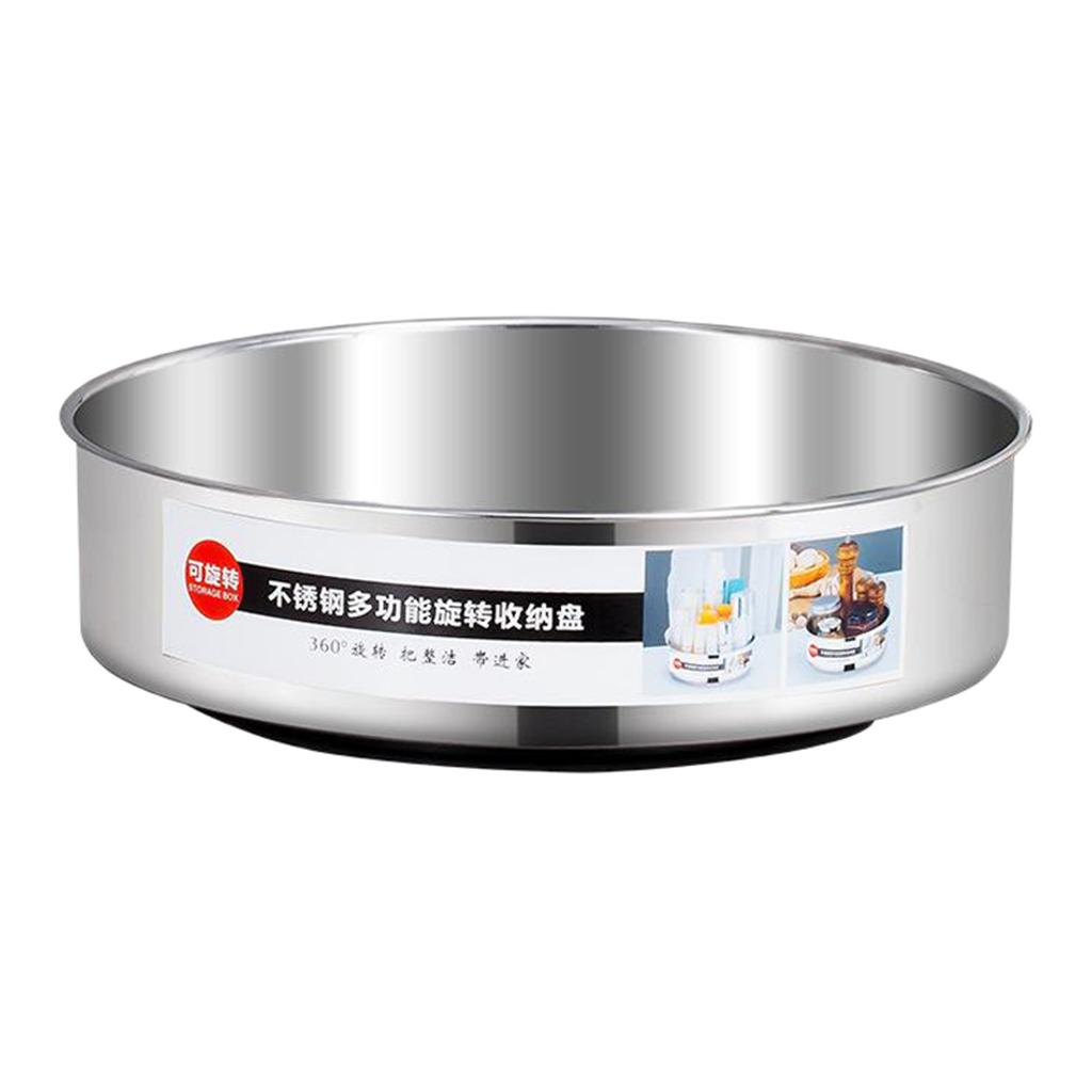 Turntable Kitchen Storage Organizer for Can or Seasonings Multifunctional Stainless Steel Organizer for Fridge Cabinet,360 Rotating Cosmetic Organizer