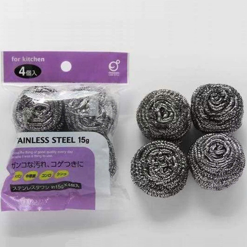 Set 04 miếng cọ xoong nồi thép Okazaki 15g - Hàng nội địa Nhật Bản nhập khẩu chính hãng