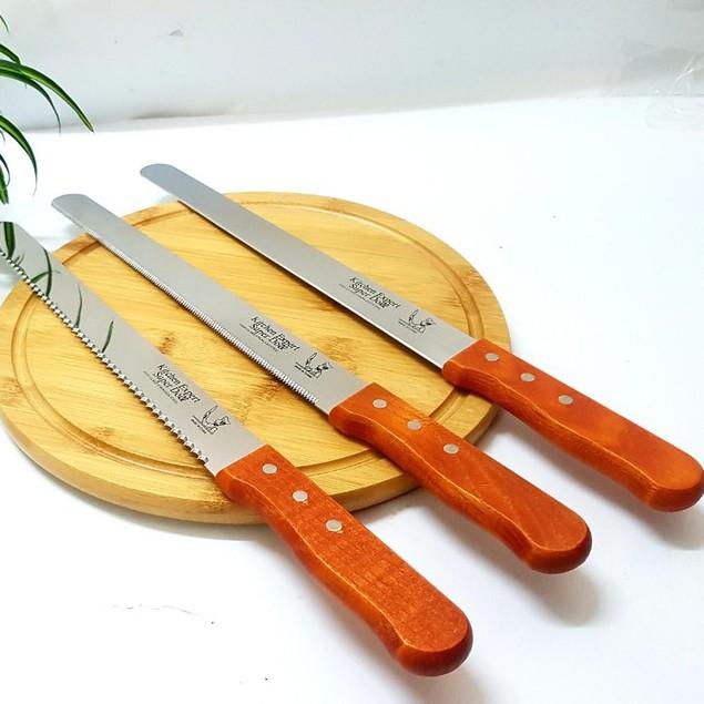 Dao cắt bánh mì, bông lan cán gỗ răng nhuyễn