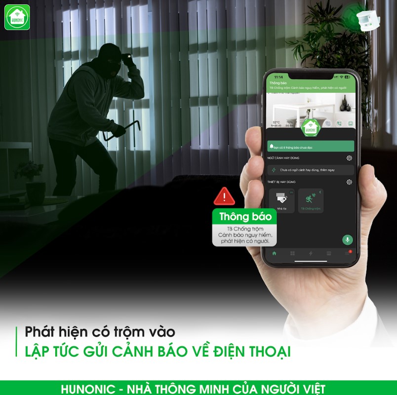 Thiết bị Hunonic CT01 chống trộm và báo khách đa năng - Hàng chính hãng