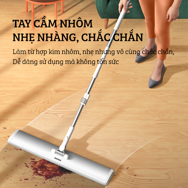 Cây Lau Nhà Thông Minh Hợp Kim Cao Cấp, Chổi Lau Nhà 360 Độ Lau Sạch Vắt Khô DAMAS CT2 - Bản Lau To Giúp Lau Sạch Nhanh Chóng, Khớp Xoay 180 Độ Linh Hoạt - Tự Động Gấp Gọn Tiện Lợi, Tích Hợp Thanh Lược Chải Làm Sạch Bông Lau Dễ Dàng Mà Không Cần Động Tay