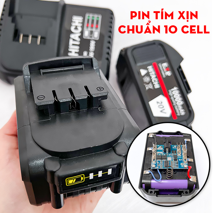 Bộ Máy Siết bulong Hi- ta-chi 20V bản mới siêu khỏe, Máy siết ốc, máy vặn bu lông dùng pin 10 cell - Máy siết bulong cầm tay - Máy bắn vít, máy khoan- Máy vặn ốc, mở ốc nồi